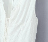 White Embroidery Hook V-neck Mini Dress-Outfit