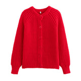 Fongt Women's Y2K2025 Autumn New Solid-Colored Cardigan Long-Sleeved Knitted Sweater Coat Women B66021