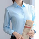 Women Cotton Shirts Woman White Shirt Long Sleeve Blouse Office Lady business Pink Shirts Button Solid Women work Blouses