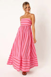 Fongt Spring And Summer Striped Suspenders Open Back Big Clear Fresh Air Dress-88111-Outfit