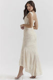 Lace Textured Strap Wrap Midi Dress-Outfit