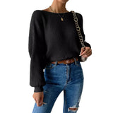 Fongt New Open Back Knit Sweater Long Sleeve Long Sleeve Knit Sweater Woman-Outfit