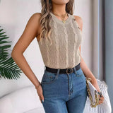 Shooting 2025 Summer Solid Color Jasmine Buttonless Sleeveless Top Resort Knitwear Women's