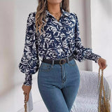 Shooting 2025 Autumn And Winter Elegant Bump Color Flower Lantern Sleeve Collar Shirt Women's