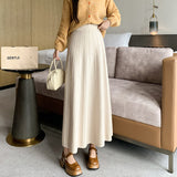 Beat Thickened Modal Knitted Skirt Women's Winter Korean Version Of High-Waisted A-Shaped Skirt Wool Pendulum Skirt-Outfit