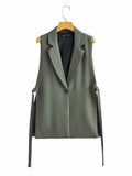 New Lace-Up Forked Vest Suit Vest In The Spring Of 2024-Outfit