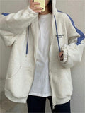 oversized hoodie with zip and blue
