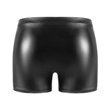 Fongt Men's High Bright Matte Square Leather Pants Sexy Open Gear Soft Short Shorts Size Accurate-Outfit