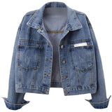 Fongt Goods Long Sleeve Denim Jacket Female Short Fall 2024 New Joker Cloth Pocket Loose Jacket Jacket-Outfit