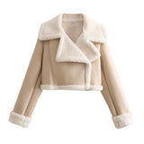 Fongt Winter New Y2K Women's Collar Fur All-In-One Double-Sided Short Jacket Jacket