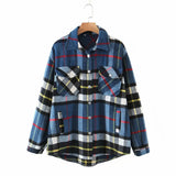 Autumn Women's Wear Urban Leisure Woolen Plaid Shirt Jacket-Outfit