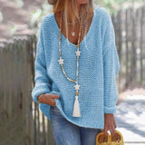 Fongt Ladies Casual Loose Long Sleeve V Neck Fall Winter Sweater Knit
