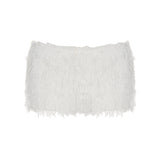 Fongt Autumn And Winter Snow White Plush Warm Low-Rise Leisure Home Pants Christmas Age Reduction Personality Tight Shorts