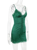 Lace Trim Satin Slip Mini Dress With Corset-Outfit