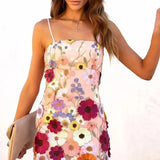 Fongt 2025 New Temperament Elegant Three-Dimensional Flower Mesh Splicing Heavy Industry Embroidery Sling Skirt
