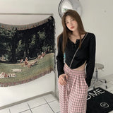 Fongt Sense Long-Sleeved T-Shirt Female 2024 Spring And Autumn New Korean Version Slim Careful Machine Bottom Shirt Short Student