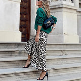 Fongt Women's Dress Skirt Leopard Print Skirt Tight Waist A-Skirt 8091