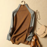 Patchwork Thicken Knitted Pull Sweater 1028-1-Outfit