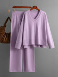 Sweater 2 Peice Set Women Winter Autumn Warm V-Neck Pullover Straight Jogging Pant Suits Casual Oversize Tracksuit Women-Outfit