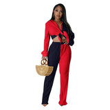 Loose Casual Women's Set Colored Toothpick Cloth Striped Long Sleeve Shirt Top Elastic Straight Leg Pants 2 Piece Set-Outfit