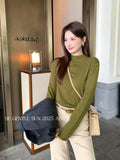 Fongt Xixi 2025 Autumn New White Standard Long Sleeve High-Neck Knitted Top Sweater Female 91311