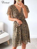 Sexy Summer Women Dress 2022 V-Neck Leopard Print Vintage Elegant Party Dresses Casual Holiday Day New Female