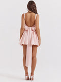 Backless Bow Mini Dress-Outfit