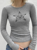 Adorable Star Print Slim Long Sleeve Knit-Outfit