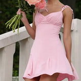 Spaghetti Strap Tie Up Mini Dress-Outfit