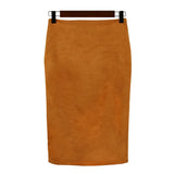 Fongt Skirt Solid Color Split Deer Skin Velvet Skirt High Purse Hip Thin Versatile Skirt-Outfit
