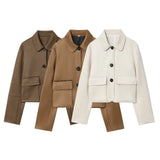 Fongt New Women's Casual Simple Anti-Velvet Effect Short Long-Sleeved Jacket Jacket