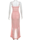 Hollow Out Ruffles Strap Midi Dress-Outfit