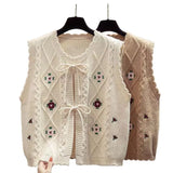 Fongt Spring Autumn New Wearing Horse Clip Outside The Folding Sweater Shoulder Tide Cardigan Knitting Vest Woman