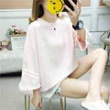 large size Women T-shirts cotton half Sleeve tshirt Female letter Printing Korean students Casual Patchwork t shirt