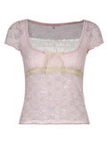 Lace Trim Crop Top-Outfit