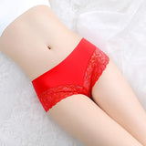 Fongt Ice Silk Tangle Lace Side Safety Pants Anti-Walking Trousers Comfortable Hip Mid-Rise Pants Head