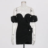 Sexy Shoulder Bra Skirt 2025 New Niche Splicing Diamond Design Short Dress