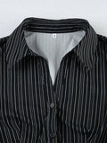 Vintage Stripe V Neck Slim Fit Long Sleeve