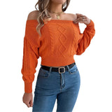 Shooting Autumn And Winter Casual Pure Color Collar Shoulder Long Sleeve Jacket Sweater Women's