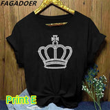 Summer Juicy Diamonds Print Tshirt Women Round Neck Short Sleeve Top Female Pattern Harajuku Tshirt 2022 New