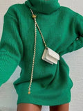 Ribbed Women's Turtleneck Sweater Loose Cashmere Casual Ladies Pullover Jumpers 2022 Winter Long Sleeve Female