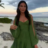 Fongt Women's Hot Cuff V Neck Sexy Dress-Outfit