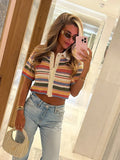 Fongt 2025 New Crochet POLO Shirt Knitted Knitted Blouse Shorts Set B62049