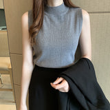 New Summer Bottom Sweater Xia Slim, Thin Sweater, Sleeveless Knitted Sweater, Put On A Girl.-Outfit