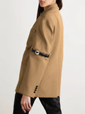 Fongt Small Suit 2024 Autumn New Suit Collar Long Sleeve Folding Sleeve Belt Buckle Design Sense Coat Female-Outfit