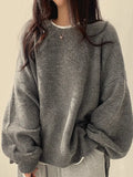 plain oversize sweater with slit