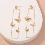 Long Geometric Metal Pop-up Butterfly Earrings-Outfit
