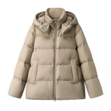 2024 Autumn And Winter New Jiangnan Female Simple Loose Hooded Down Jacket 90 White Duck Down Warm Bread Clothing Coat Tide-Outfit