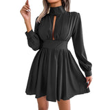 Wind Shooting Spring And Summer Sexy Hollow Waist Swing Dress Women's