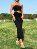 Fongt Women's Fashion Trend With Chest Empty Side Open Slit Kink Sexy